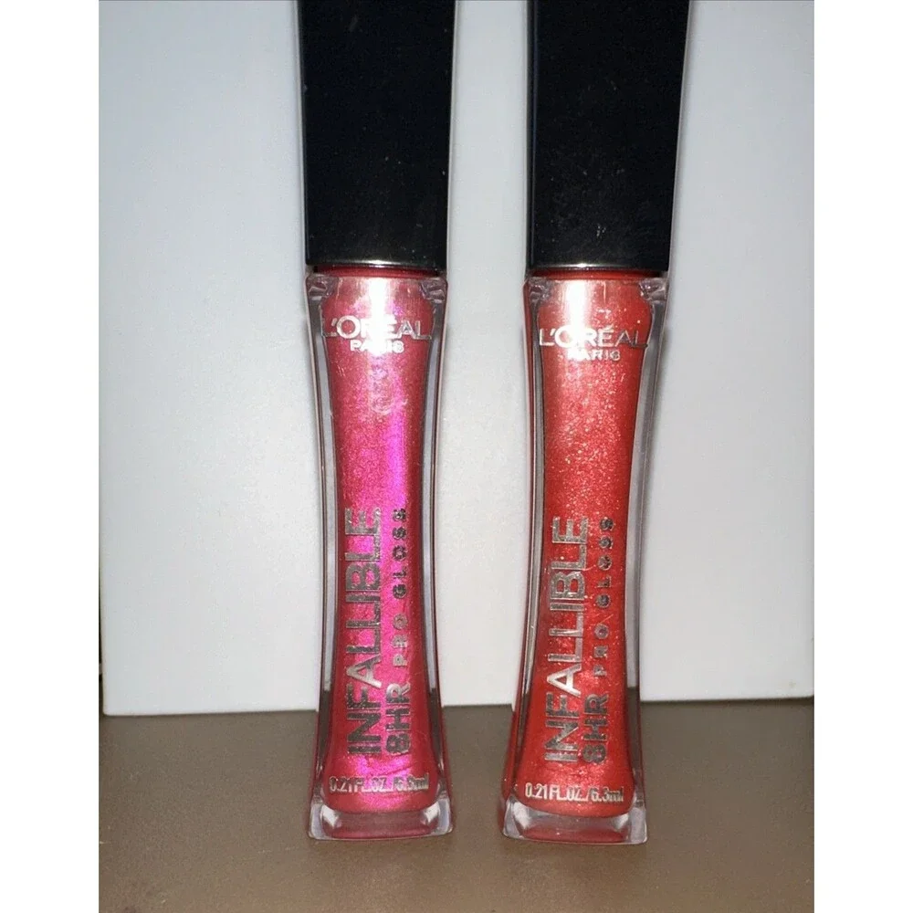 L'Oreal Infallible 8 HR Pro Gloss Set: 340 Cherry Flash & 140 Pink Topaz 🩷❤️